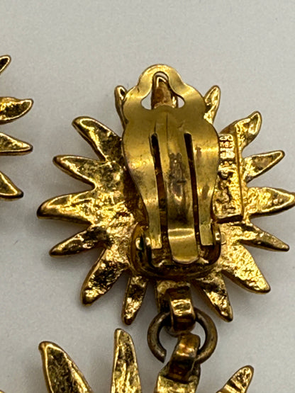 Vintage Yves Saint Laurent Sunburst Chandelier Earrings