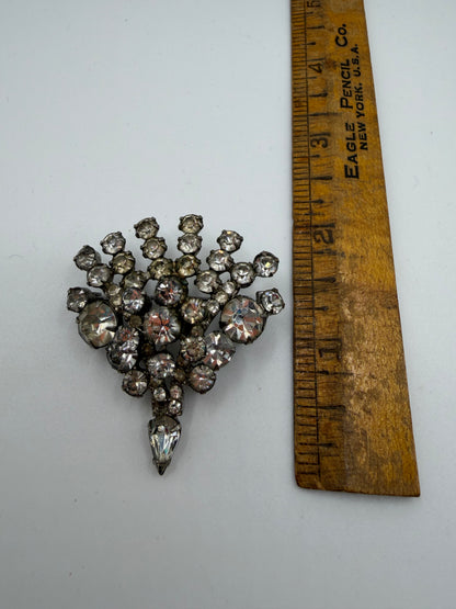 Vintage 1940s Glam Rhinestone Fan Brooch