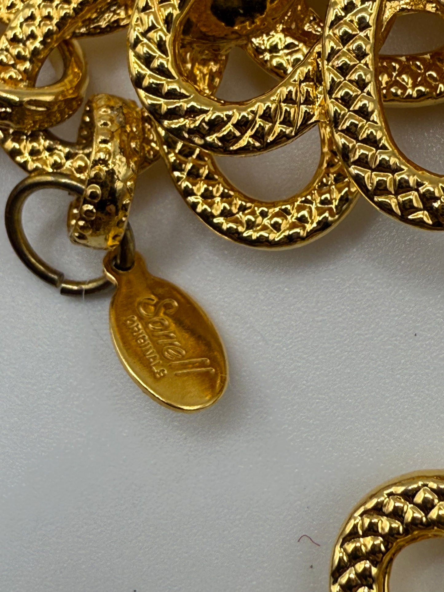 Vintage Robert Sorrell Floral Tiger's Eye Collar Necklace