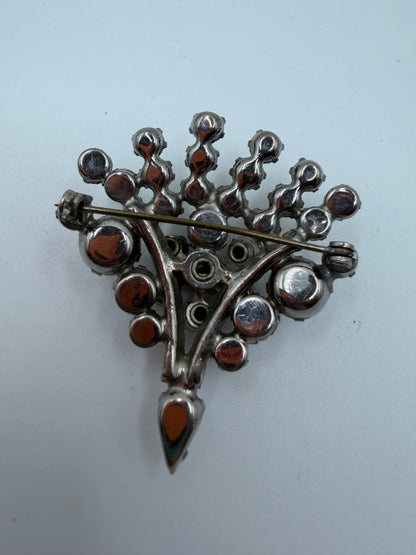 Vintage 1940s Glam Rhinestone Fan Brooch