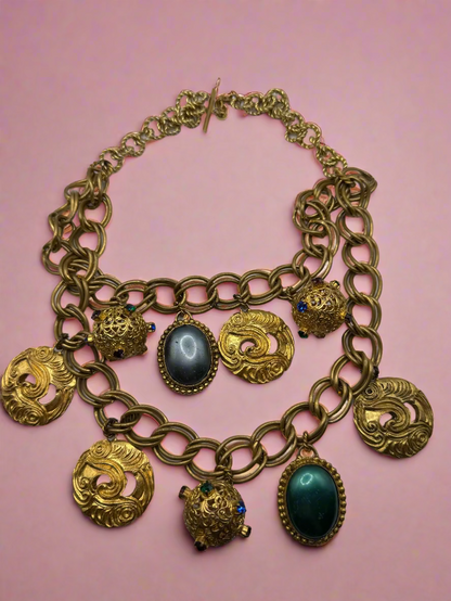Vintage Isabel Canovas Huge Chunky Charm Necklace