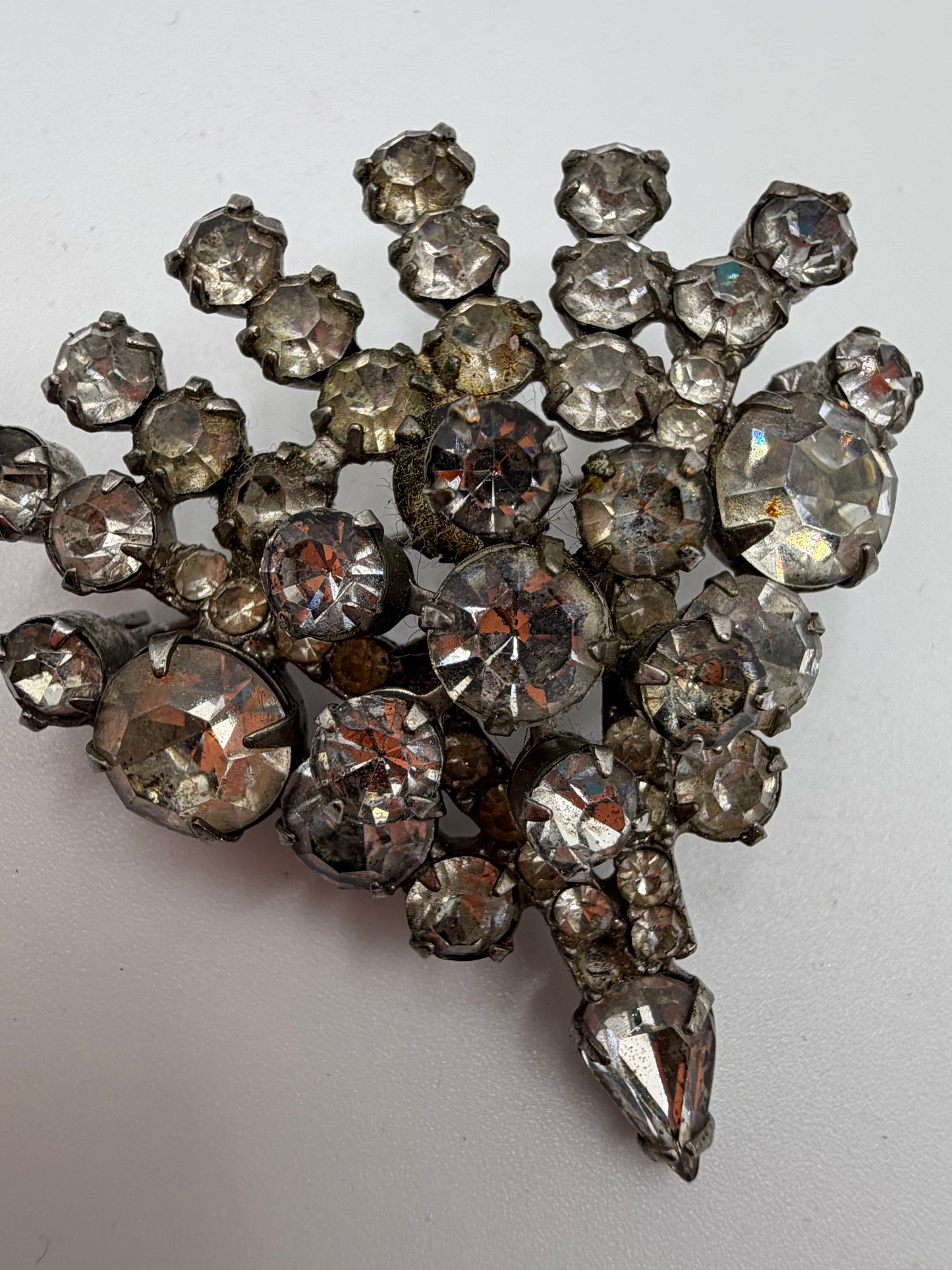 Vintage 1940s Glam Rhinestone Fan Brooch