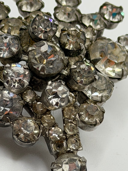 Vintage 1940s Glam Rhinestone Fan Brooch