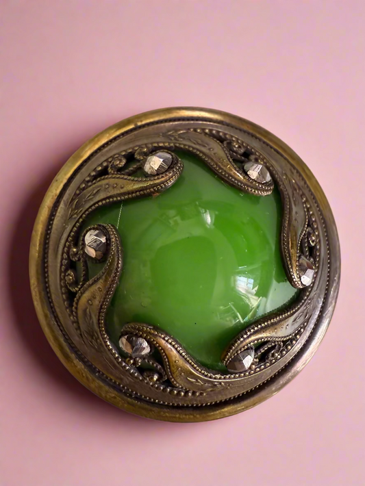 Antique Art Nouveau Green Marcasite Brooch