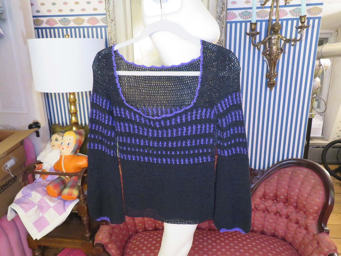 Iris Apfel's Vintage Ohrbach's Japan Purple and Black Sweater