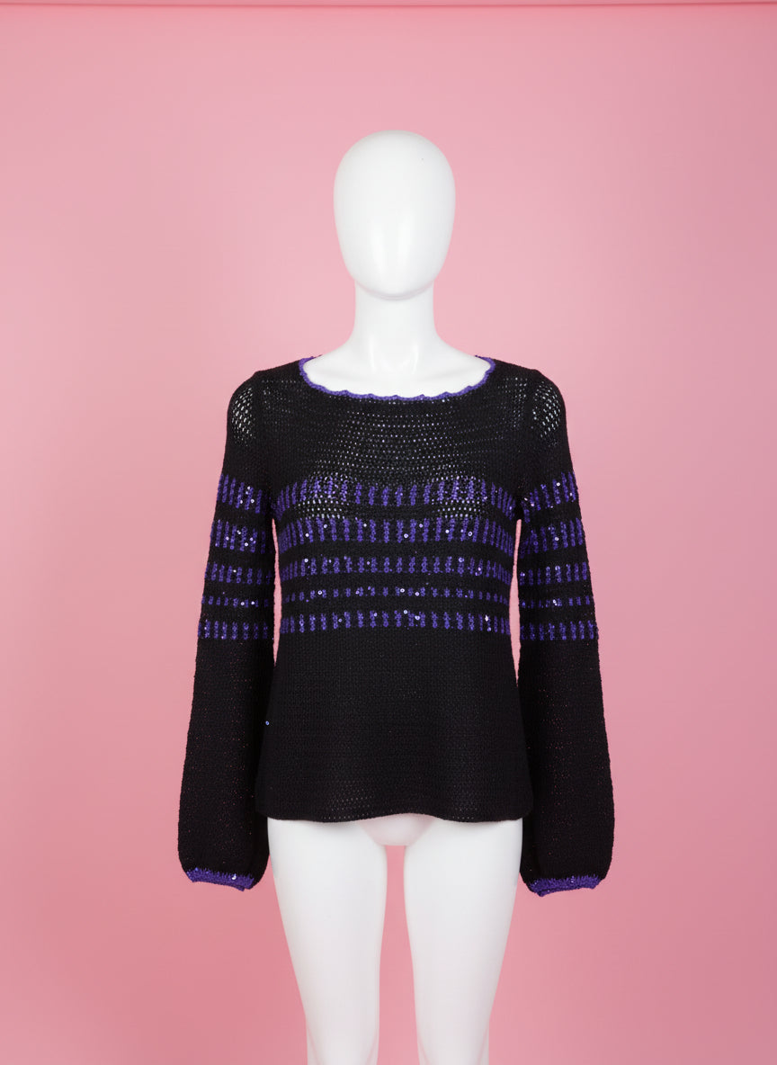 Iris Apfel's Vintage Ohrbach's Japan Purple and Black Sweater