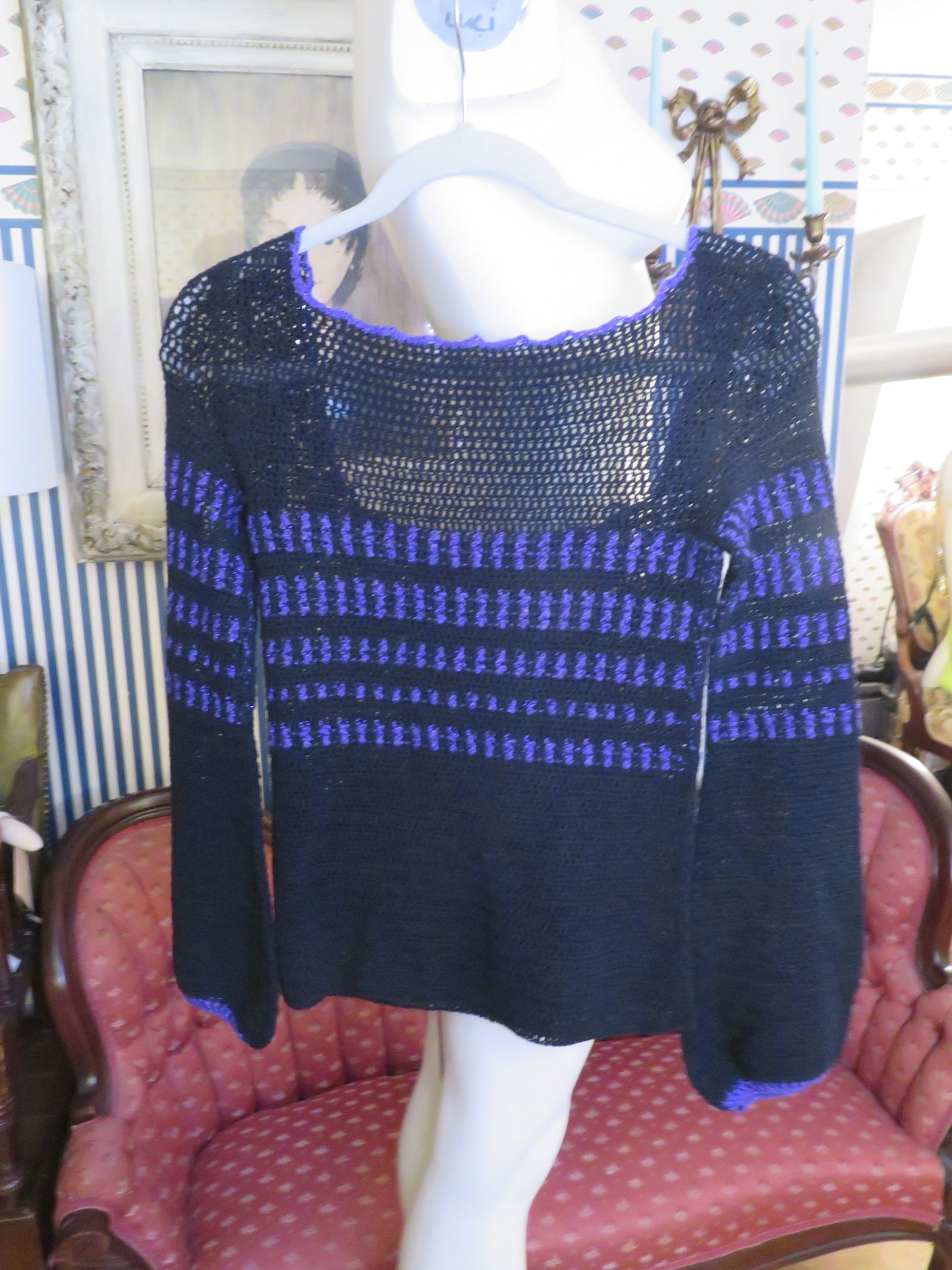 Iris Apfel's Vintage Ohrbach's Japan Purple and Black Sweater