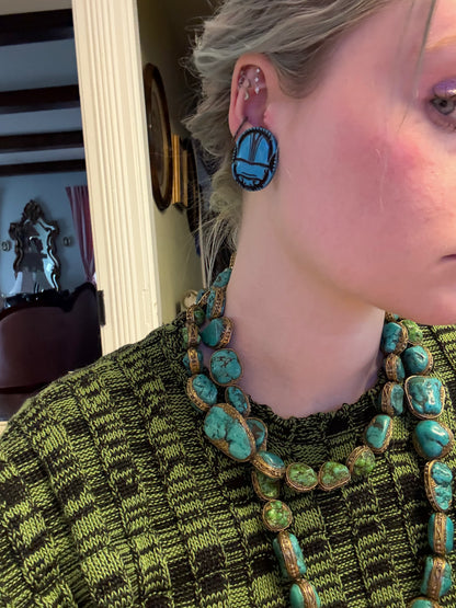 Vintage Chunky Scarab French Clip On Earrings