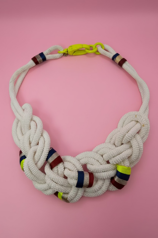Vintage J Crew Nautical Beaded Neon Statement Necklace