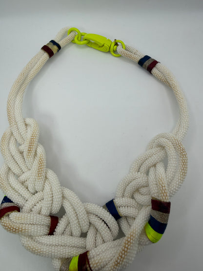 Vintage J Crew Nautical Beaded Neon Statement Necklace