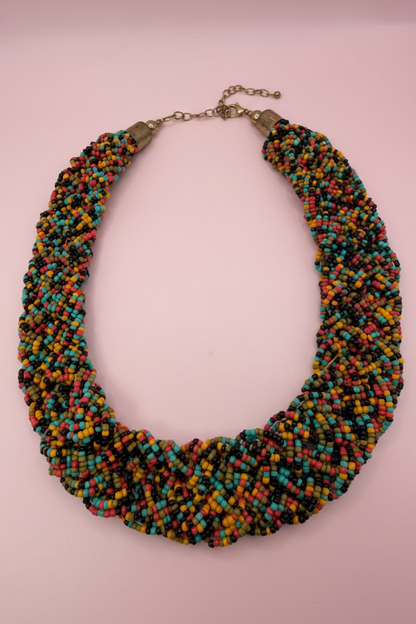 Vintage Rainbow Beaded Collar Necklace