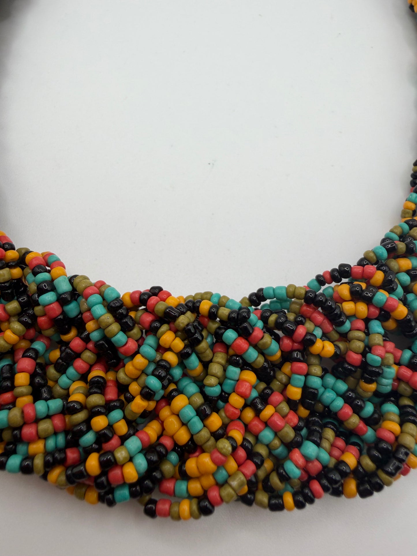 Vintage Rainbow Beaded Collar Necklace