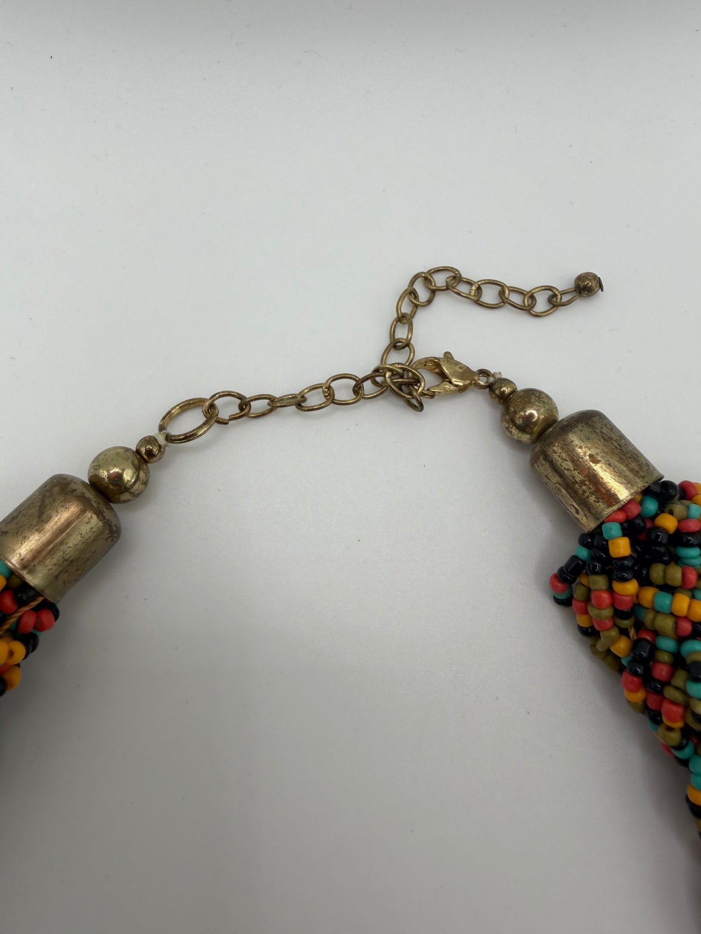 Vintage Rainbow Beaded Collar Necklace