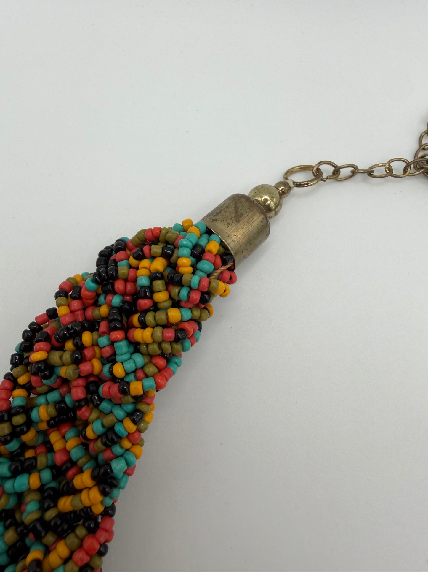 Vintage Rainbow Beaded Collar Necklace