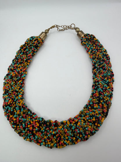 Vintage Rainbow Beaded Collar Necklace