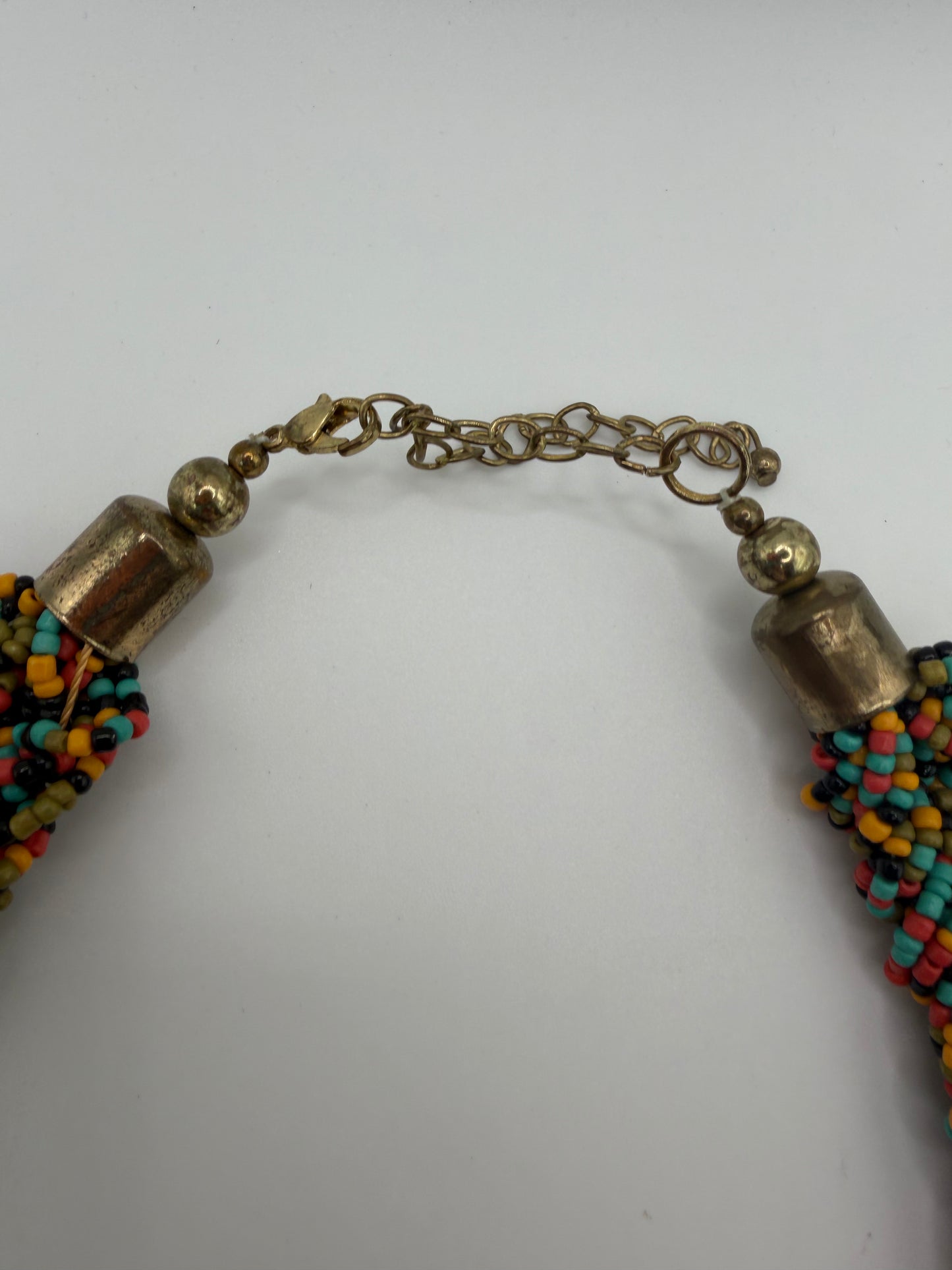 Vintage Rainbow Beaded Collar Necklace