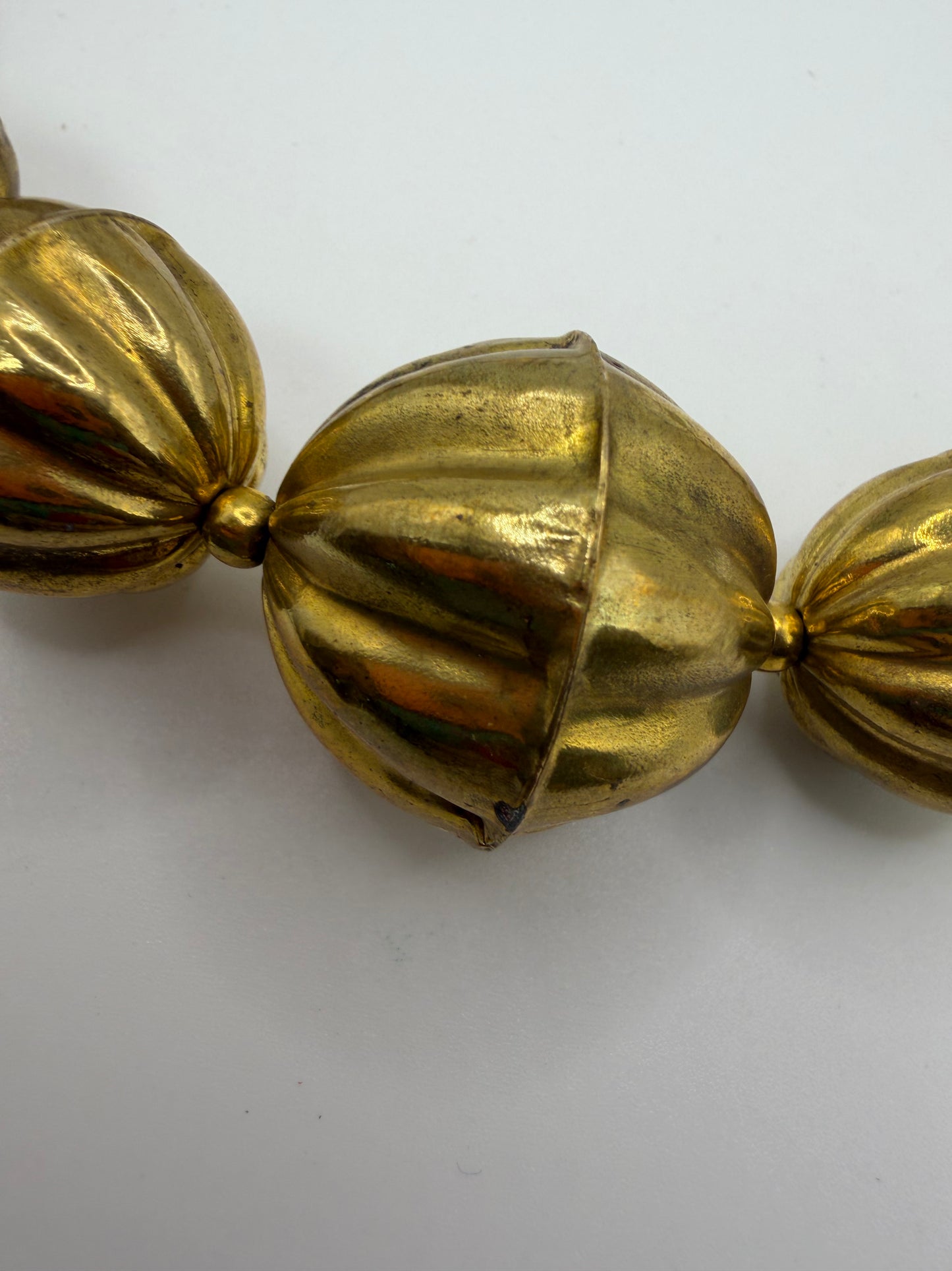 Vintage Chunky Sculptural Brass Ball Necklace