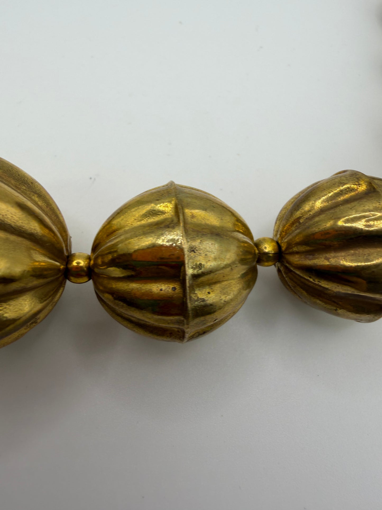 Vintage Chunky Sculptural Brass Ball Necklace