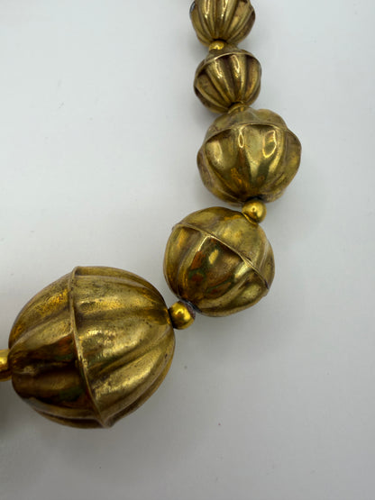 Vintage Chunky Sculptural Brass Ball Necklace