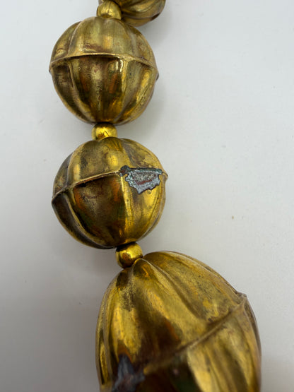 Vintage Chunky Sculptural Brass Ball Necklace