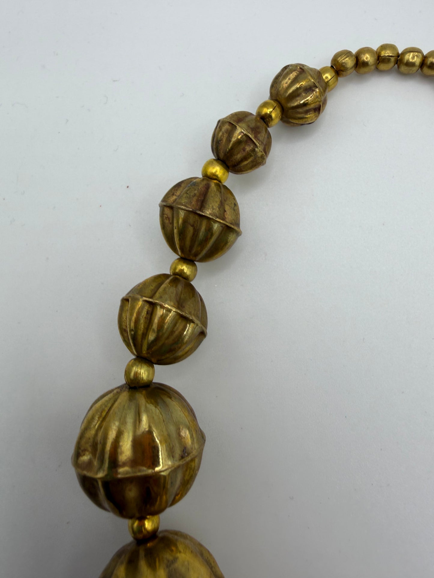 Vintage Chunky Sculptural Brass Ball Necklace