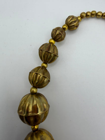 Vintage Chunky Sculptural Brass Ball Necklace