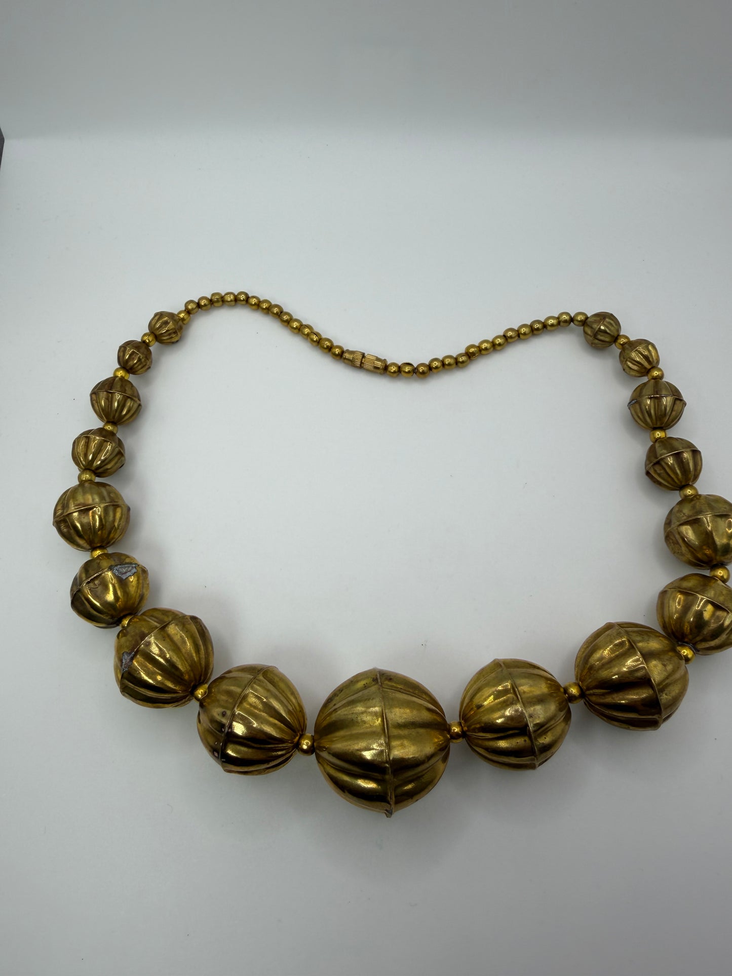 Vintage Chunky Sculptural Brass Ball Necklace