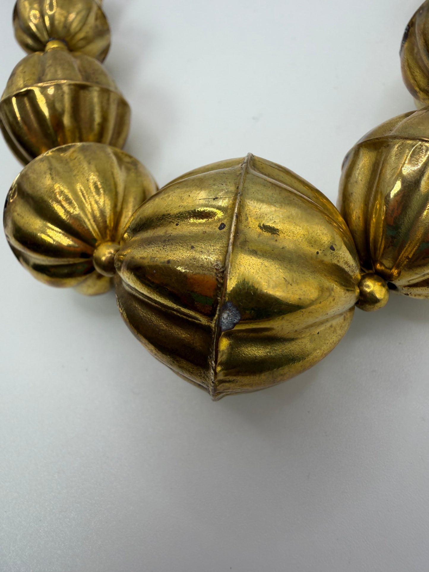 Vintage Chunky Sculptural Brass Ball Necklace