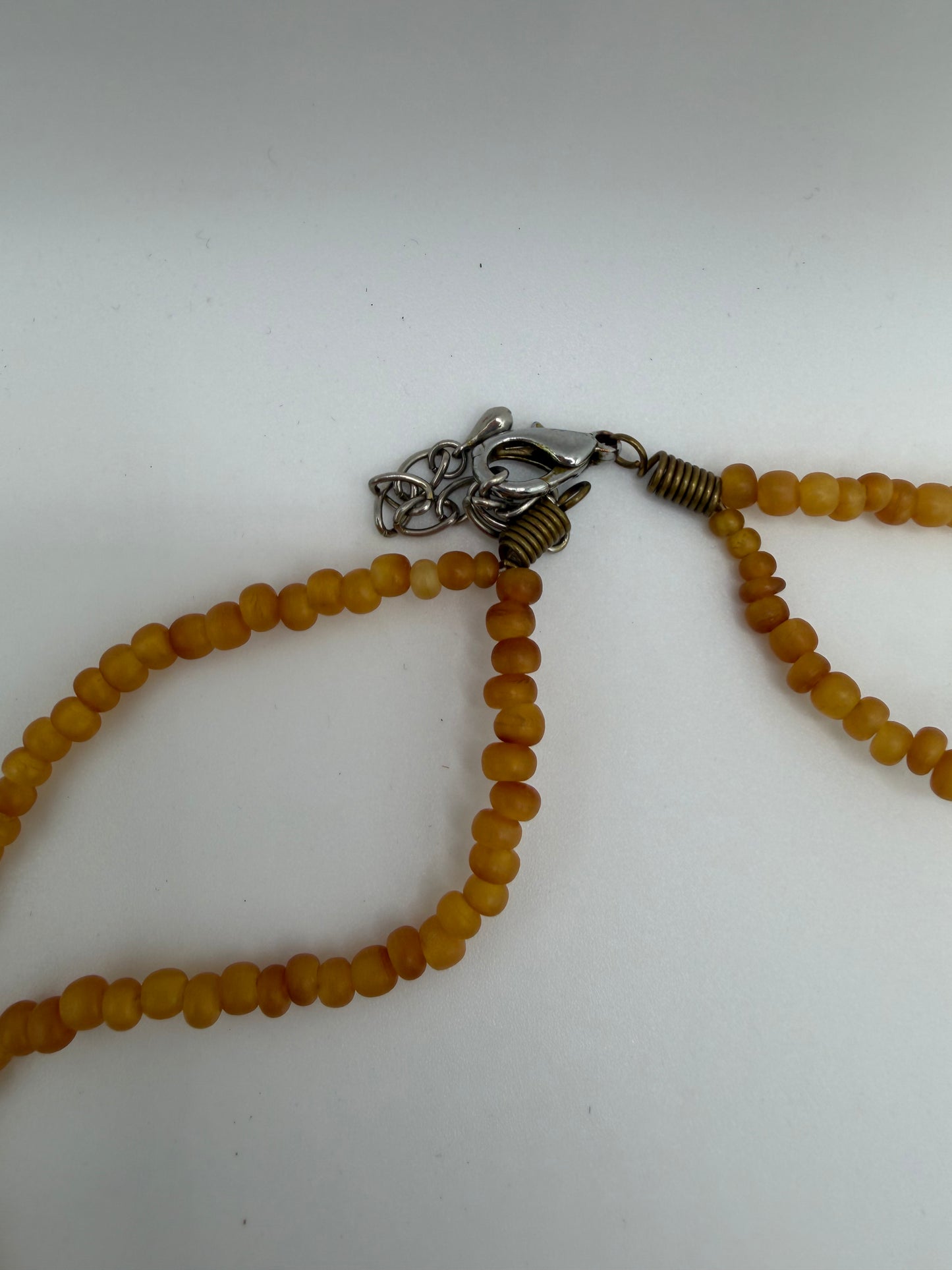 Vintage Unique Yellow Leaf and Sculptural Wood Necklace