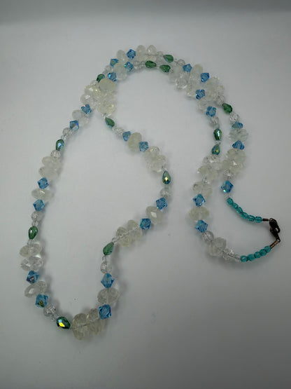 Vintage Crystal Ice Queen Beaded Sterling Silver Necklace
