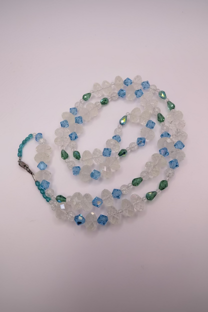 Vintage Crystal Ice Queen Beaded Sterling Silver Necklace