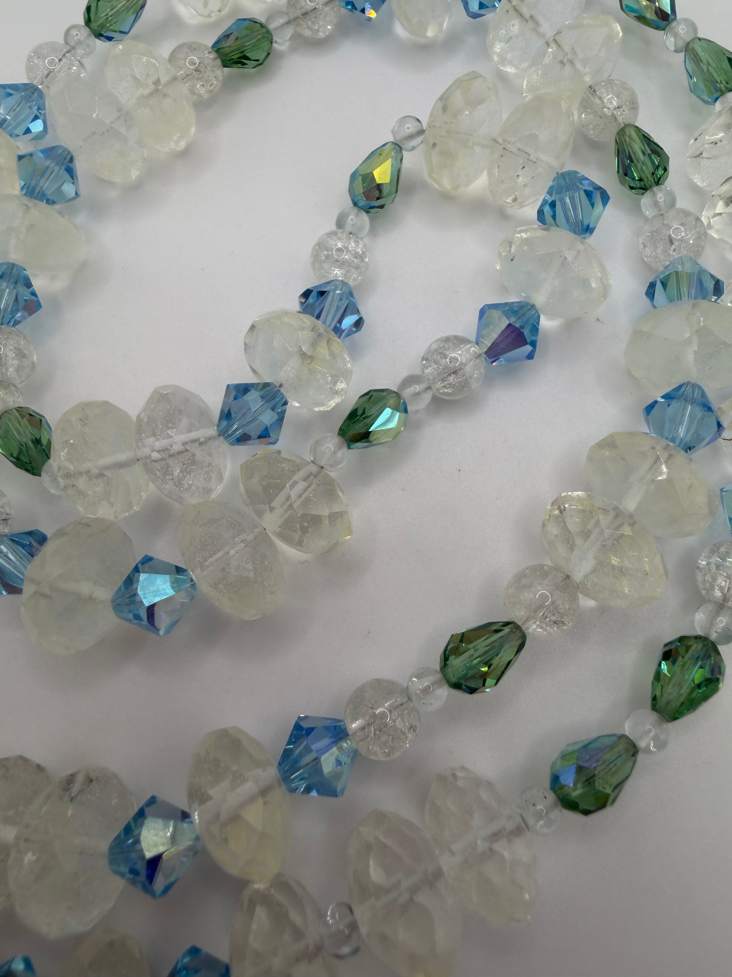 Vintage Crystal Ice Queen Beaded Sterling Silver Necklace