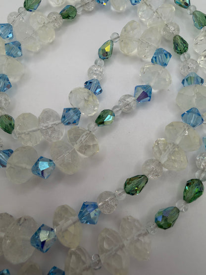 Vintage Crystal Ice Queen Beaded Sterling Silver Necklace