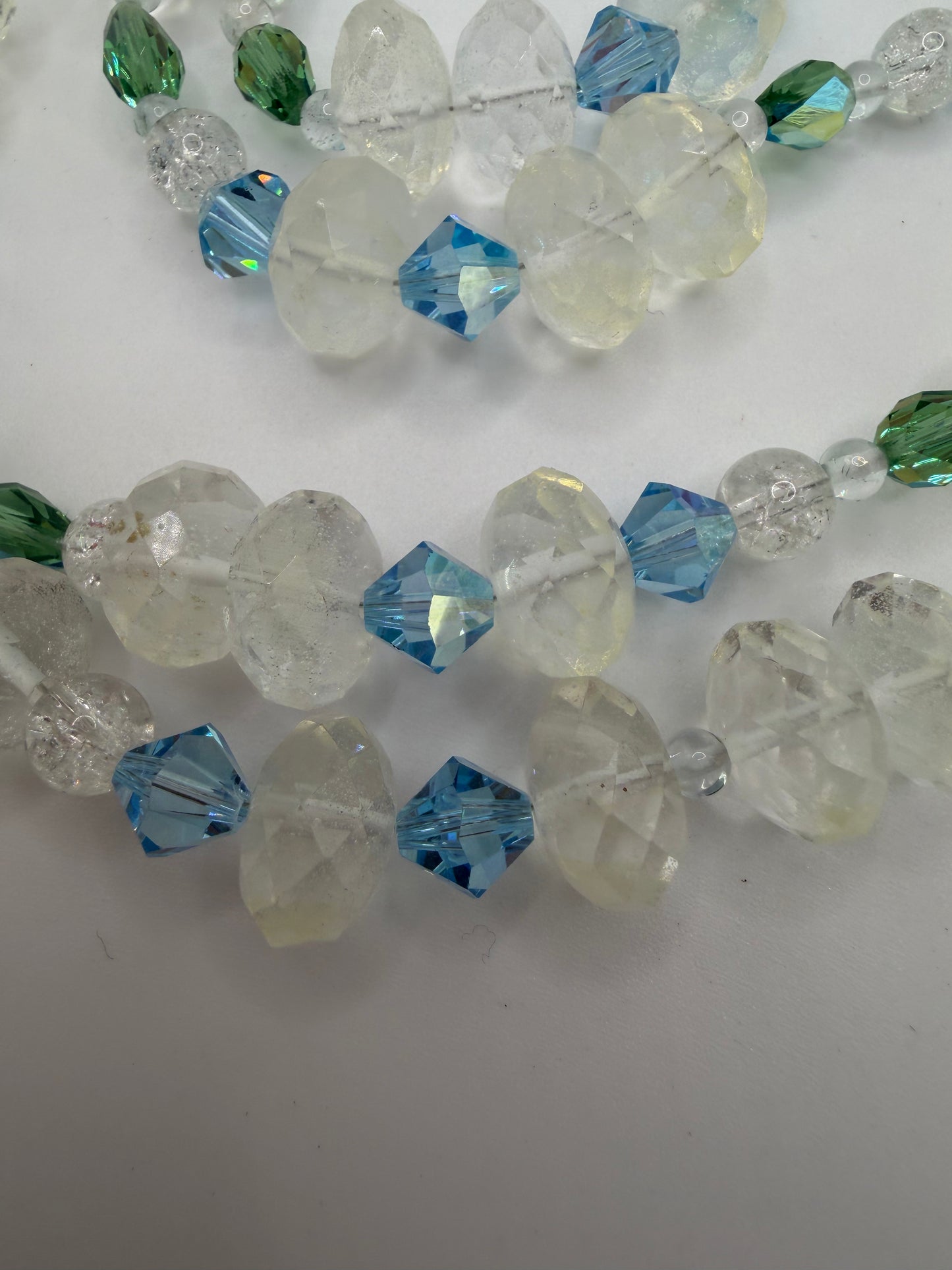 Vintage Crystal Ice Queen Beaded Sterling Silver Necklace