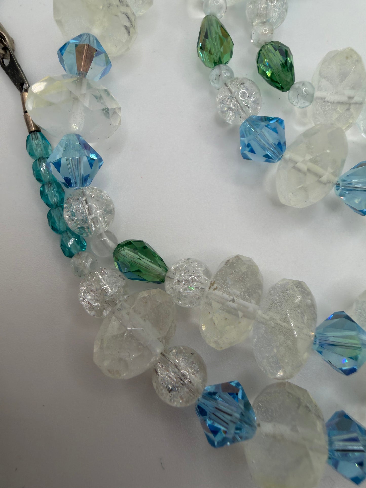 Vintage Crystal Ice Queen Beaded Sterling Silver Necklace