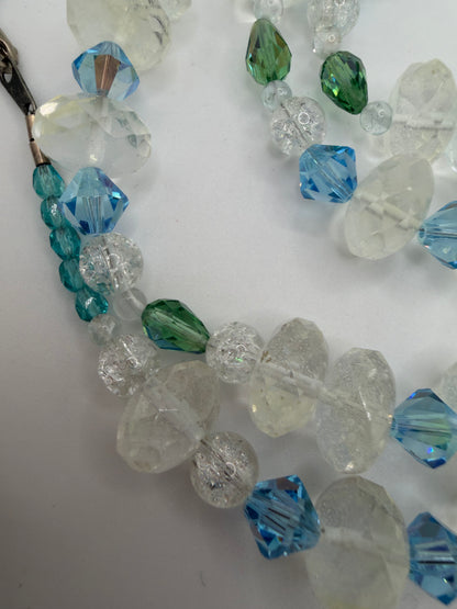Vintage Crystal Ice Queen Beaded Sterling Silver Necklace