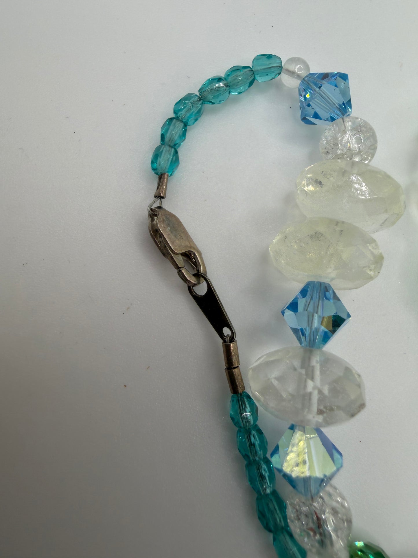 Vintage Crystal Ice Queen Beaded Sterling Silver Necklace