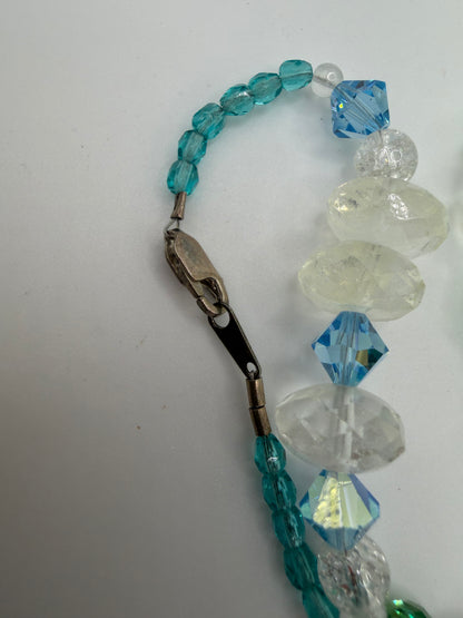 Vintage Crystal Ice Queen Beaded Sterling Silver Necklace
