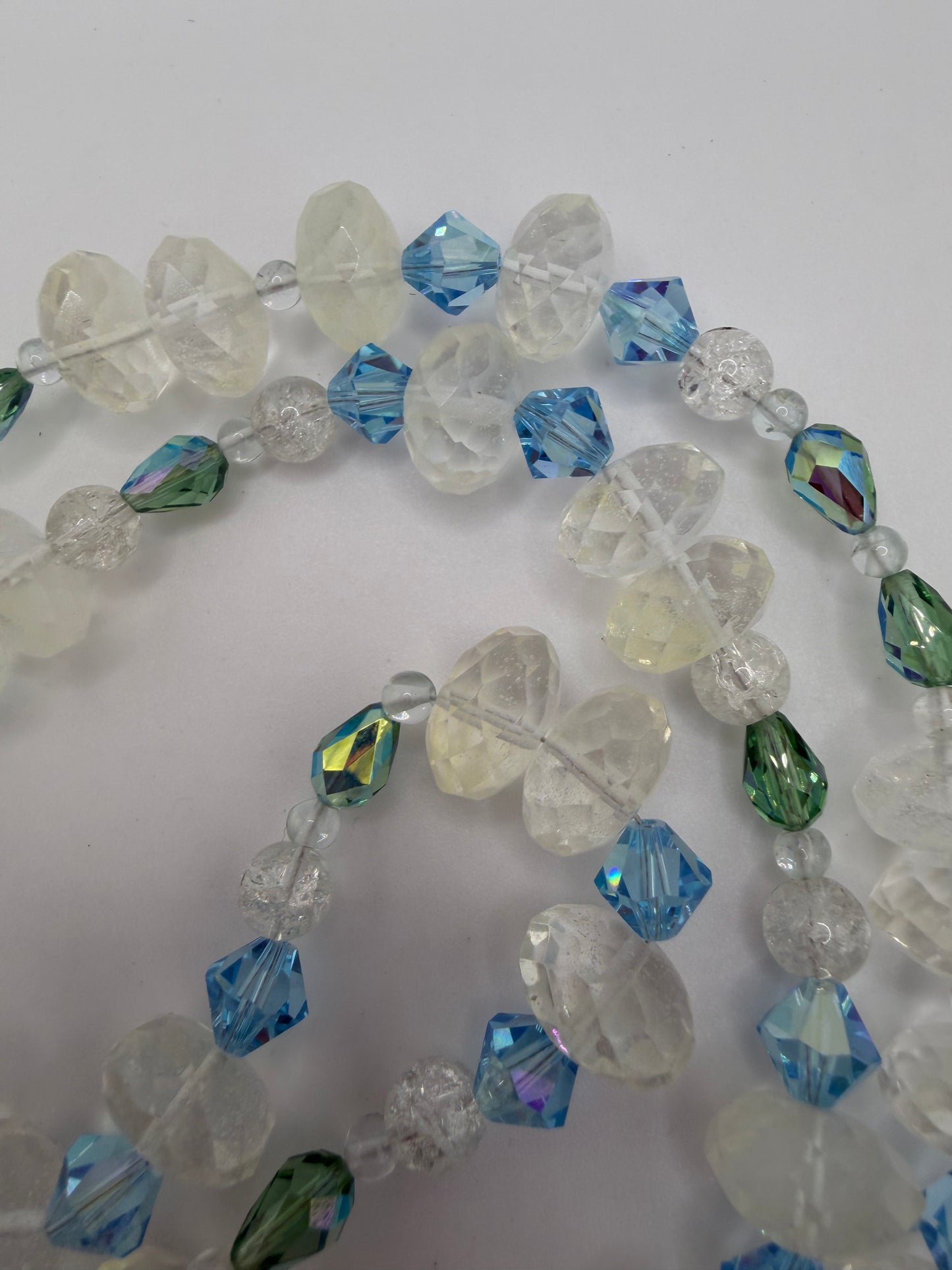 Vintage Crystal Ice Queen Beaded Sterling Silver Necklace