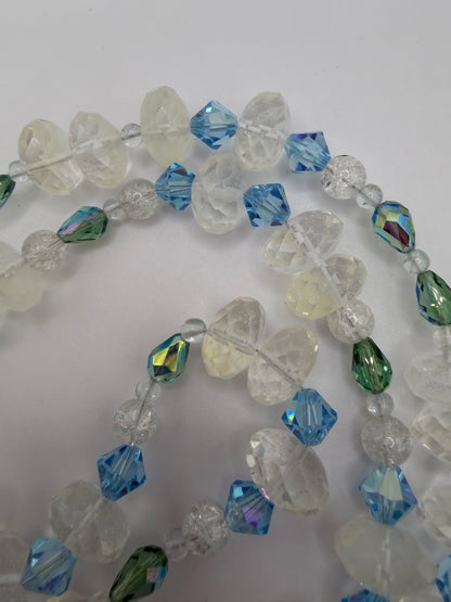Vintage Crystal Ice Queen Beaded Sterling Silver Necklace