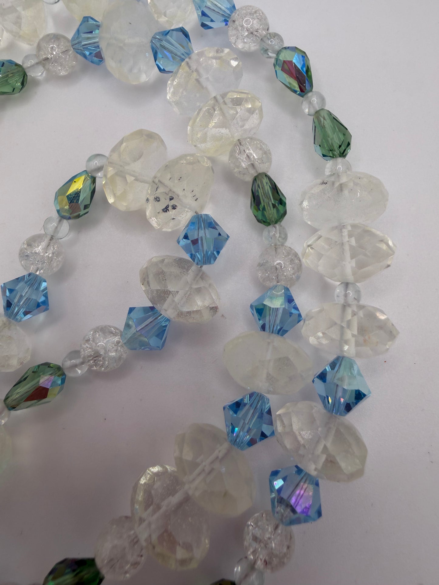 Vintage Crystal Ice Queen Beaded Sterling Silver Necklace
