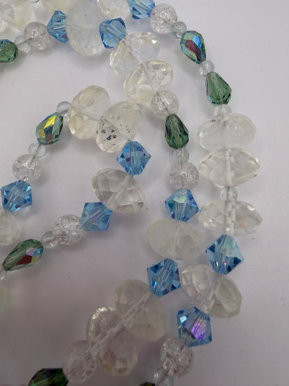 Vintage Crystal Ice Queen Beaded Sterling Silver Necklace