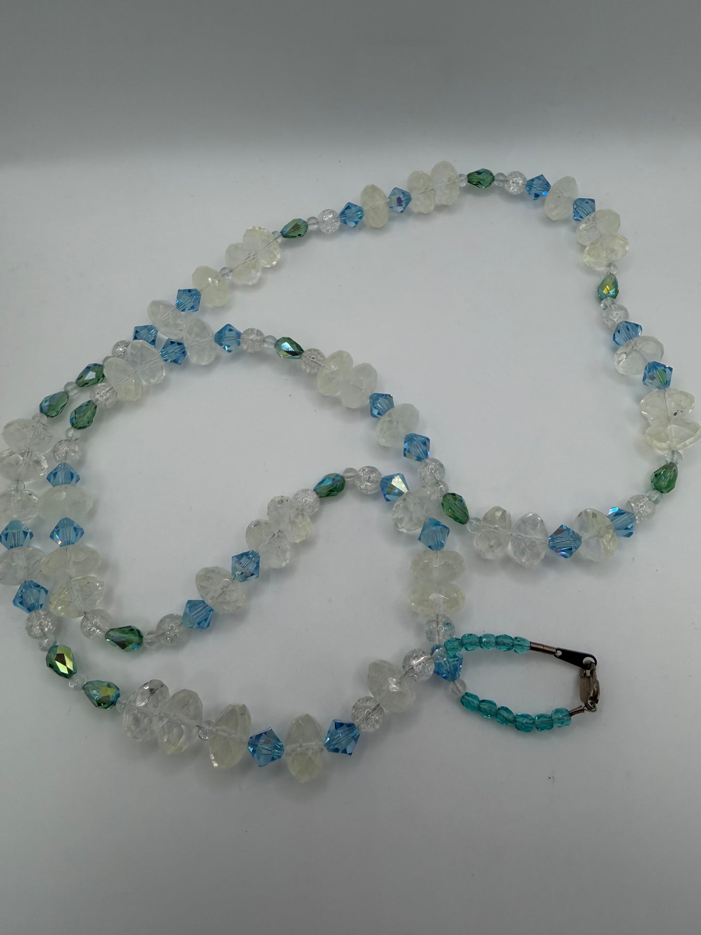 Vintage Crystal Ice Queen Beaded Sterling Silver Necklace
