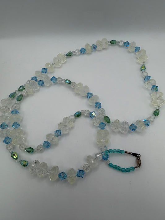 Vintage Crystal Ice Queen Beaded Sterling Silver Necklace