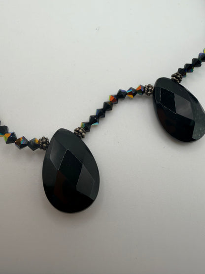 Vintage Gothic Princess Black Teardrop Quartz Necklace