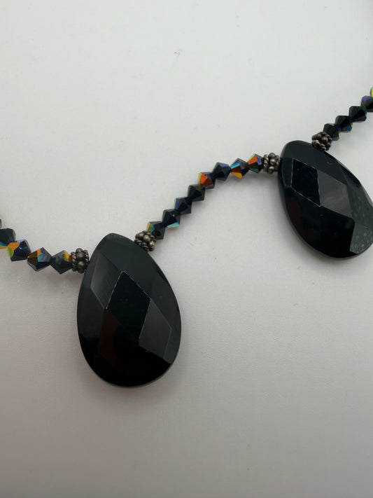 Vintage Gothic Princess Black Teardrop Quartz Necklace