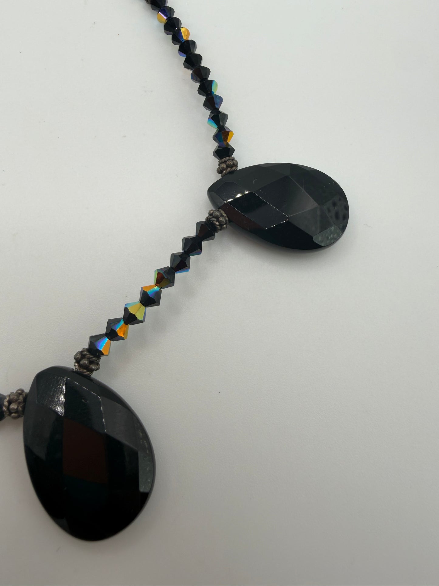 Vintage Gothic Princess Black Teardrop Quartz Necklace