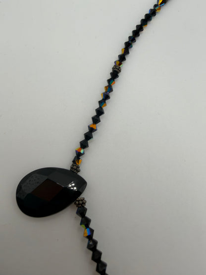 Vintage Gothic Princess Black Teardrop Quartz Necklace