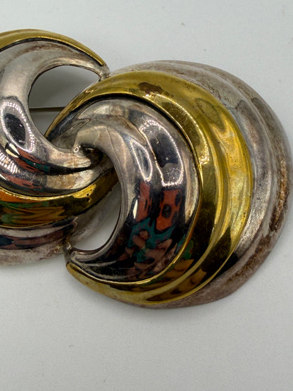 Vintage Sterling Silver Taxco Double Croissant Brooch