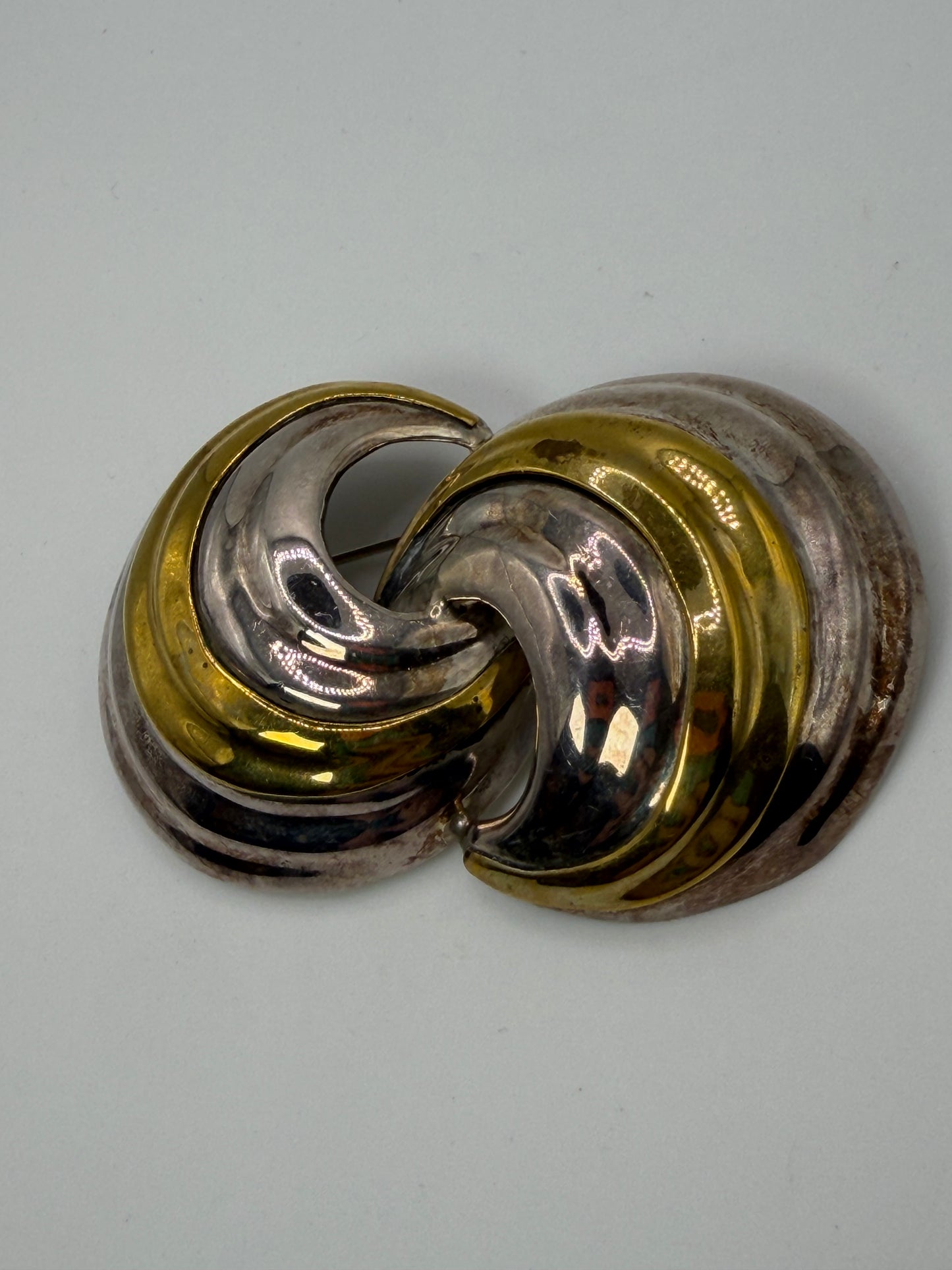 Vintage Sterling Silver Taxco Double Croissant Brooch